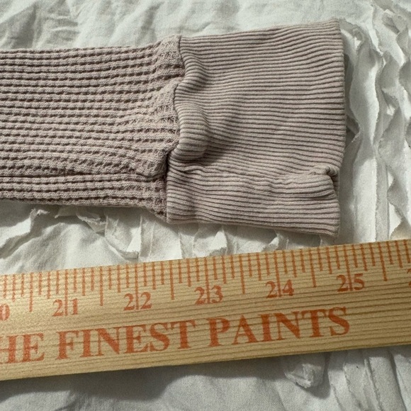 Free People One Interlaken Waffle Knit Thermal, Cropped, Tie Up Sides, Mauve - Picture 10 of 11